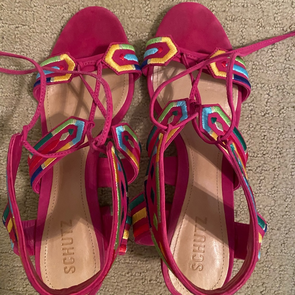 Schutz multi colored heeled sandals